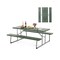 Folding Picnic Table Set with Metal Frame and All-Weather HDPE Tabletop, Umbrella Hole - 72" x 64" x 29" (L x W x H)